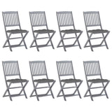 Folding Outdoor Chairs 8 pcs with Cushions Solid Acacia Wood