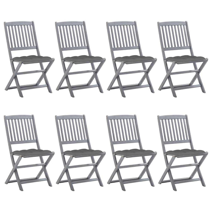 Folding Chairs 8 pcs with Cushions Solid Acacia Wood