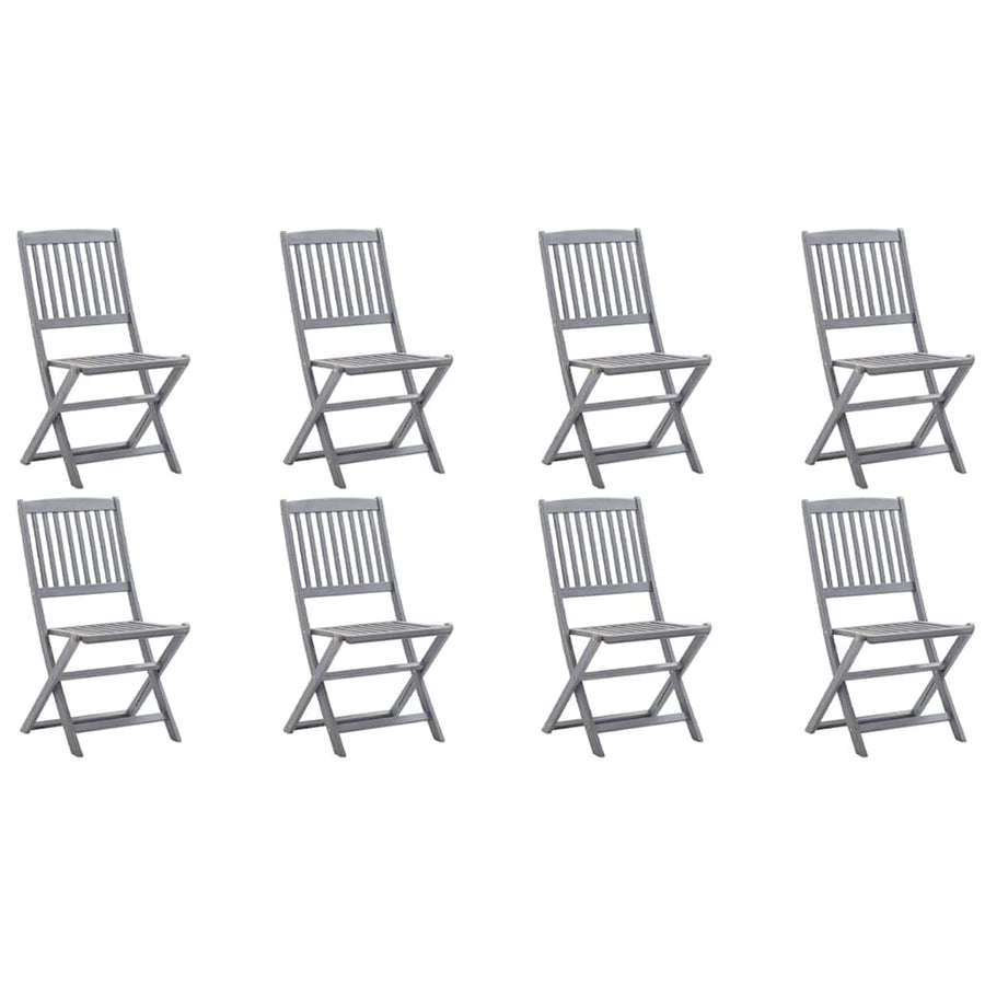 Folding Chairs 8 pcs with Cushions Solid Acacia Wood