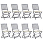 Folding Chairs 8 pcs with Cushions Solid Acacia Wood