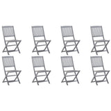 Folding Outdoor Chairs 8 pcs with Cushions Solid Acacia Wood - Front View