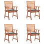 Outdoor Dining Chairs 4 pcs with Cushions Solid Acacia Wood