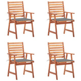 Outdoor Dining Chairs 4 pcs with Cushions Solid Acacia Wood