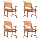 Outdoor Dining Chairs 4 pcs with Cushions Solid Acacia Wood