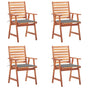 Outdoor Dining Chairs 4 pcs with Cushions Solid Acacia Wood