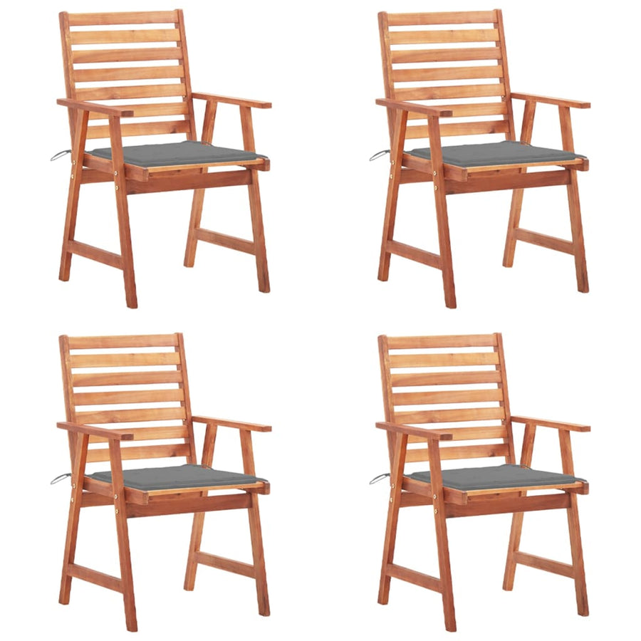 Outdoor Dining Chairs 4 pcs with Cushions Solid Acacia Wood