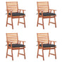 Outdoor Dining Chairs 4 pcs with Cushions Solid Acacia Wood