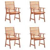 Outdoor Dining Chairs 4 pcs with Cushions Solid Acacia Wood - Front View