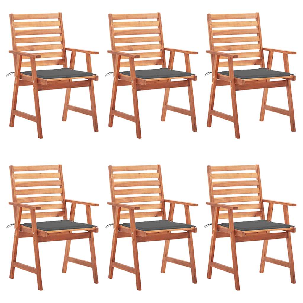 Outdoor Dining Chairs 6 pcs with Cushions Solid Acacia Wood