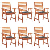 Outdoor Dining Chairs 6 pcs with Cushions Solid Acacia Wood