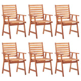 Outdoor Dining Chairs 6 pcs with Cushions Solid Acacia Wood - Front View