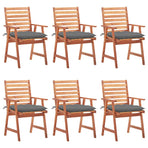 Outdoor Dining Chairs 6 pcs with Cushions Solid Acacia Wood