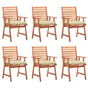 Outdoor Dining Chairs 6 pcs with Cushions Solid Acacia Wood
