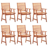 Outdoor Dining Chairs 6 pcs with Cushions Solid Acacia Wood - Front View