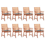 Outdoor Dining Chairs 8 pcs with Cushions Solid Acacia Wood