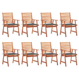 Outdoor Dining Chairs 8 pcs with Cushions Solid Acacia Wood