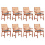 Outdoor Dining Chairs 8 pcs with Cushions Solid Acacia Wood