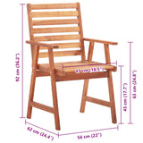Outdoor Dining Chairs 8 pcs with Cushions Solid Acacia Wood - Rear View