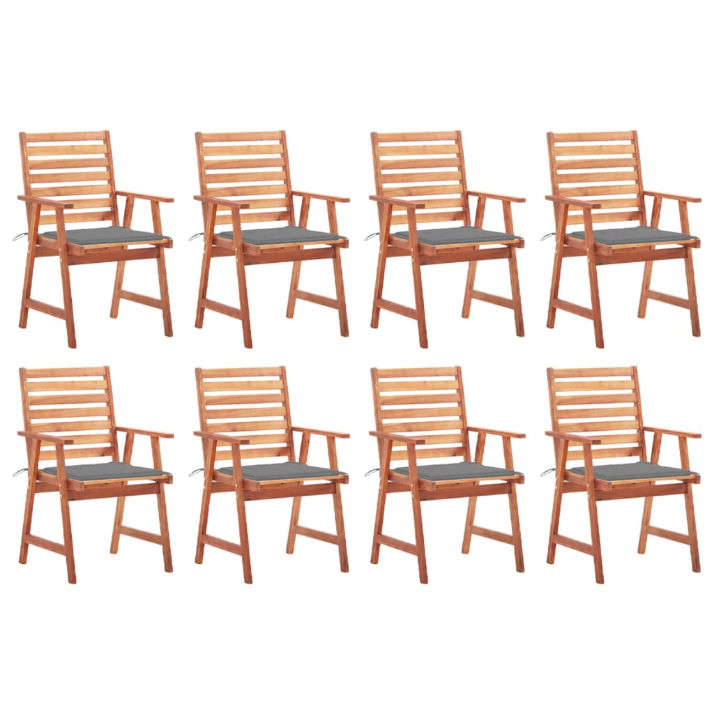 Outdoor Dining Chairs 8 pcs with Cushions Solid Acacia Wood