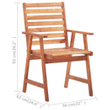 Outdoor Dining Chairs 8 pcs with Cushions Solid Acacia Wood - Rear View