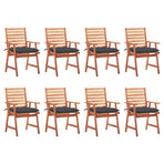 Outdoor Dining Chairs 8 pcs with Cushions Solid Acacia Wood