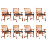 Outdoor Dining Chairs 8 pcs with Cushions Solid Acacia Wood
