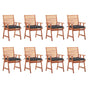 Outdoor Dining Chairs 8 pcs with Cushions Solid Acacia Wood
