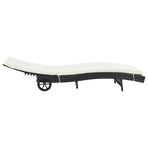 Sun Loungers 2 pcs with Wheels and Cushions Poly Rattan Black