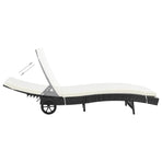 Sun Loungers 2 pcs with Wheels and Cushions Poly Rattan Black