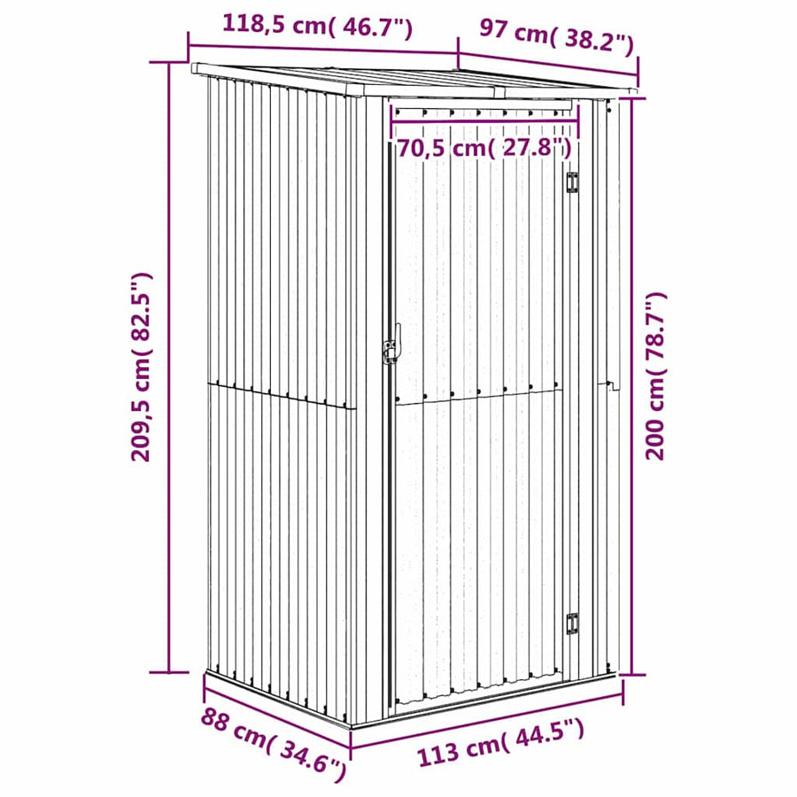 Garden Shed Green 118.5x97x209.5 cm Galvanised Steel