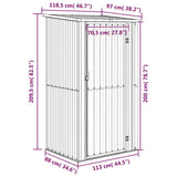 Garden Shed Anthracite 118.5x97x209.5 cm Galvanised Steel