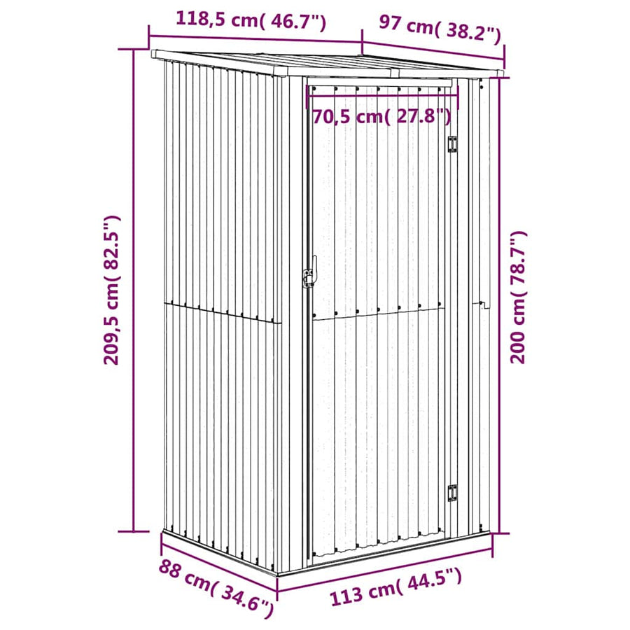 Garden Shed Anthracite 118.5x97x209.5 cm Galvanised Steel