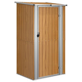 Garden Shed Brown 118.5x97x209.5 cm Galvanised Steel - Front View