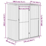 Garden Shed Grey 180.5x97x209.5 cm Galvanised Steel - Low Angle