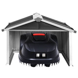 Garden Robot Lawnmower Shed 92x97x63 cm Galvanised Steel Anthracite - Rear View