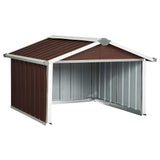 Garden Robot Lawnmower Shed 92x97x63 cm Galvanised Steel Brown - Front View