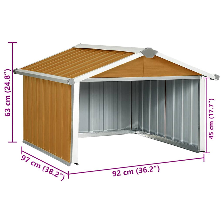 Garden Robot Lawnmower Shed 92x97x63 cm Galvanised Steel Brown