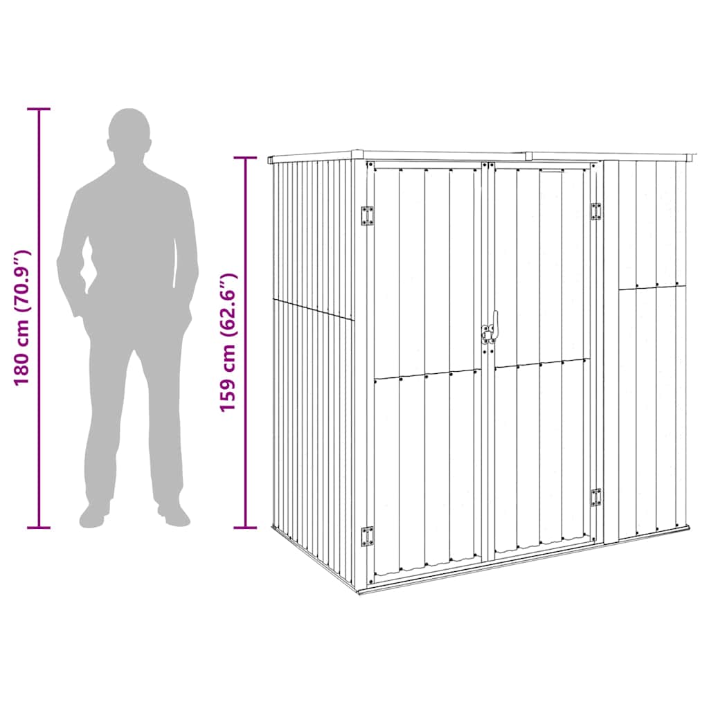 Garden Tool Shed Brown 161x89x161 cm Galvanised Steel
