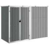 Garden Tool Shed Grey 225x89x161 cm Galvanised Steel - Front View