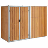 Garden Tool Shed Brown 225x89x161 cm Galvanised Steel - Front View