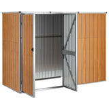Garden Tool Shed Brown 225x89x161 cm Galvanised Steel - Top-Down View