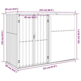 Garden Tool Shed Brown 225x89x161 cm Galvanised Steel