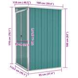 Wall-mounted Garden Shed Green 118x100x178 cm Galvanised Steel