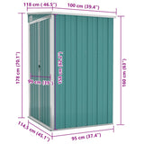 Wall-mounted Garden Shed Green 118x100x178 cm Galvanised Steel - Close-Up Angle
