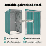 Wall-mounted Garden Shed Green 118x100x178 cm Galvanised Steel - Low Angle