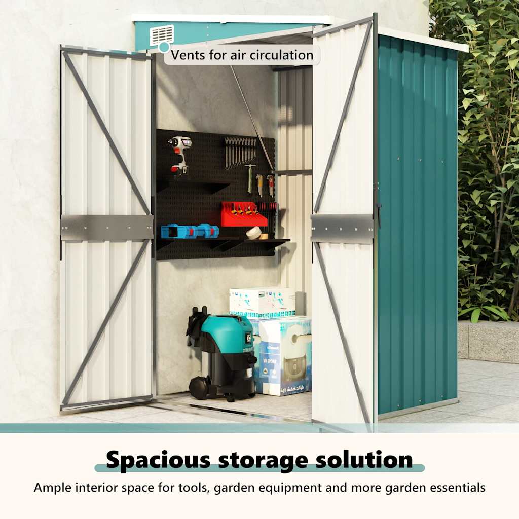 Wall-mounted Garden Shed Green 118x100x178 cm Galvanised Steel