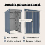 Wall-mounted Garden Shed Grey 118x100x178 cm Galvanised Steel - Low Angle