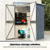 Wall-mounted Garden Shed Grey 118x100x178 cm Galvanised Steel - Extra Image