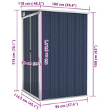 Wall-mounted Garden Shed Anthracite 118x100x178 cm Steel - Close-Up Angle