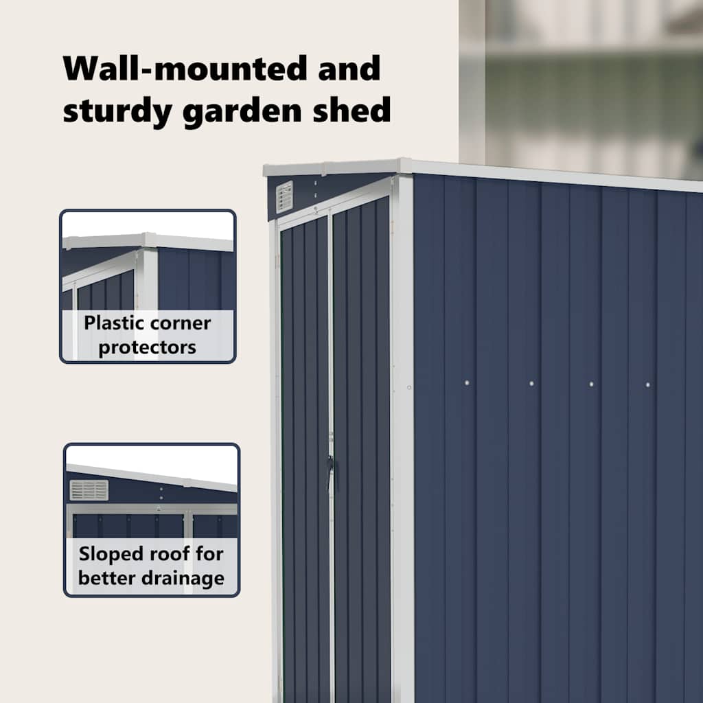 Wall-mounted Garden Shed Anthracite 118x100x178 cm Steel